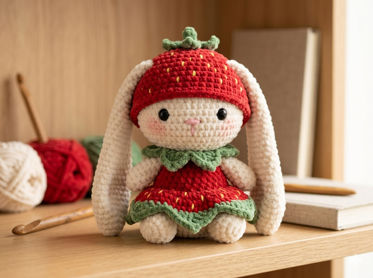 Mochi Bunny™ Crochet Pattern PDF + Strawberry Outfit | 2-in-1 Bundle