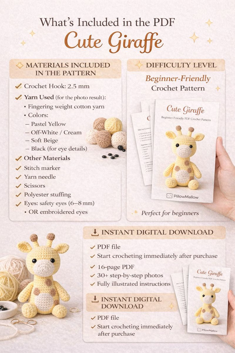 Cute Giraffe - PDF Crochet Pattern