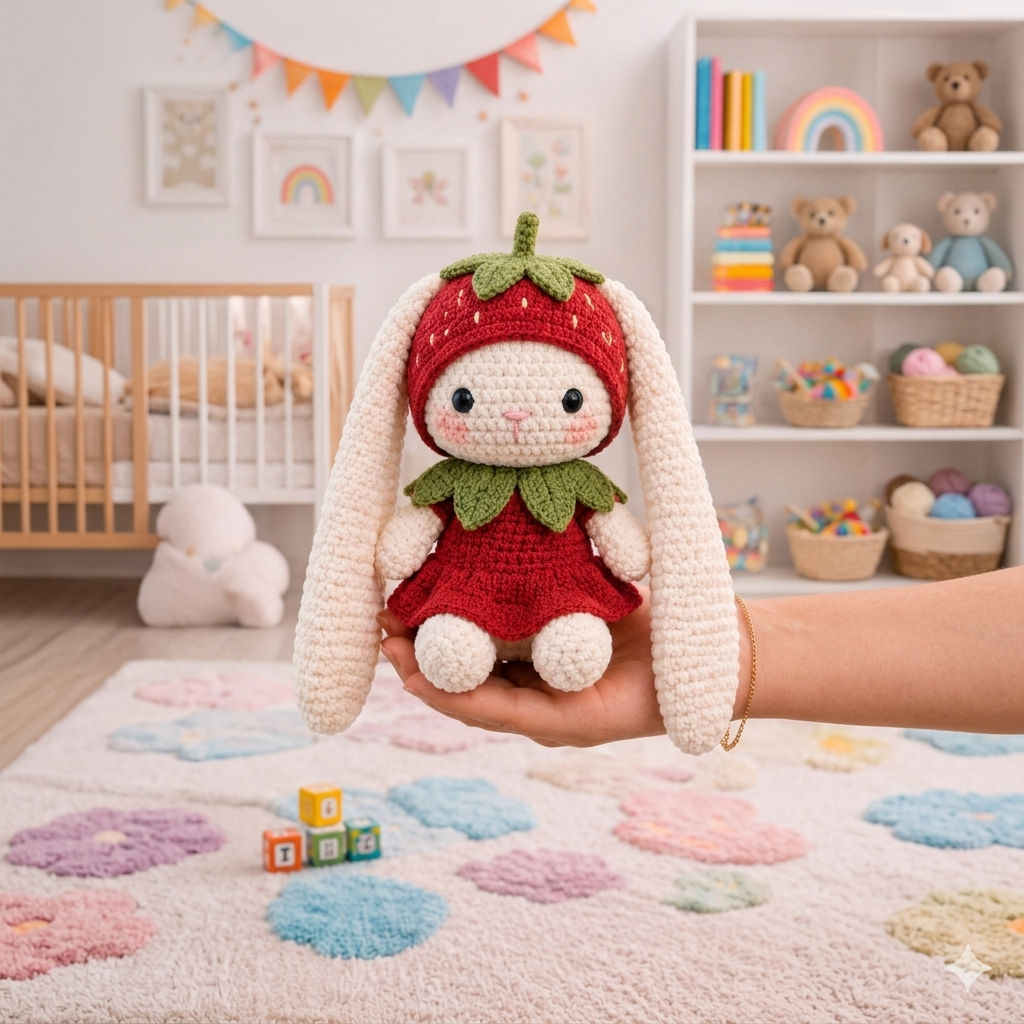 Mochi Bunny™ Crochet Pattern PDF + Strawberry Outfit | 2-in-1 Bundle