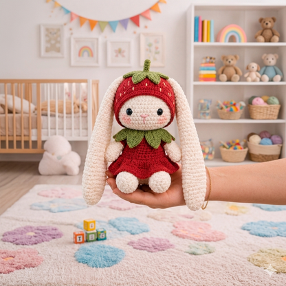 Mochi Bunny™ Crochet Pattern PDF + Strawberry Outfit | 2-in-1 Bundle