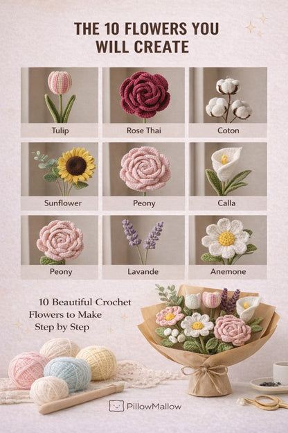 10+ Flowers Crochet Pattern Bundle
